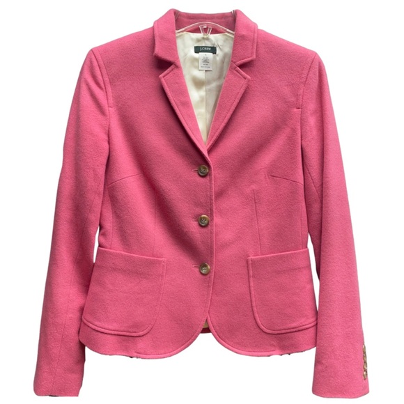 J. Crew Jackets & Blazers - J Crew Pink Wool Blend Three Button Wool/Cashmere Blend Blazer Jacket Sz S